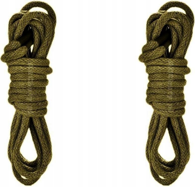 Sznurówki KHAKI Sznurowadła 200 cm ŚREDNIE OKRĄGŁE 3,5 mm BAWEŁNIANE G12-45