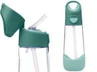 Bidony dla dzieci - B.BOX Bidon dla DZIECKA Tritanowa BUTELKA na wodę ze SŁOMKĄ 600 ml EMERALD FOREST - miniaturka - grafika 1