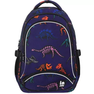 incood. Plecak trzykomorowy niebieski Dinozaury - Plecaki szkolne i tornistry - miniaturka - grafika 1