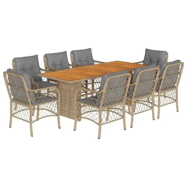 Zestaw mebli ogrodowych 190x80x74 cm, beżowy, rattan PE, stal malowana pro