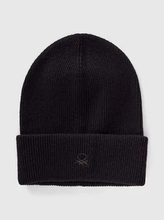 Benetton Wełniana czapka beanie w kolorze czarnym - Czapki damskie - miniaturka - grafika 1
