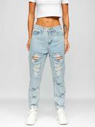 Spodnie damskie - Niebieskie spodnie jeansowe damskie Mom Fit Denley L-3011 - miniaturka - grafika 1