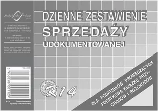 Michalczyk&Prokop DZIENNE ZESTAWIENIE SPRZEDAŻY UDOKUMENTOWANEJ DLA PROWADZĄCYCH PKPIR K14 (K-14) A6 50 kart. MiP 5853 - Druki akcydensowe - miniaturka - grafika 1