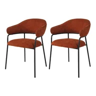 Krzesła - Krzesła Rebecca Mobili Dombeya 82,5x57x56,5 Tkanina poliestrowa Stal Pomarańczowy Czarny Nowoczesny ZESTAW 2 sztuki - miniaturka - grafika 1