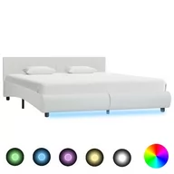 Łóżka - vidaXL Rama łóżka z LED, biała, sztuczna skóra, 180 x 200 cm - miniaturka - grafika 1