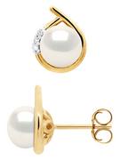 Kolczyki - Pearline Złote kolczyki-wkrętki z perłami - miniaturka - grafika 1