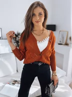 Swetry damskie - Sweter damski rozpinany MAILA rudy Dstreet MY1746 - miniaturka - grafika 1