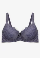 Biustonosze - Granatowy Biustonosz Full Cup z Ozdobną Koronką Pistaria - Born2be - miniaturka - grafika 1