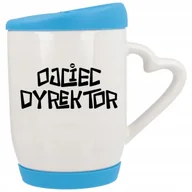 Kubki - Kubek z Uchem z Sercem z Pokrywka Niebieska Ojciec Dyrektor Śmieszne Wzory - miniaturka - grafika 1