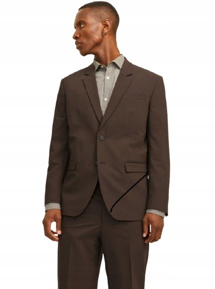 JACK & JONES BRĄZOWA MARYNARKA SLIM Z KLASYCZNYM KOŁNIERZEM 42 J7A