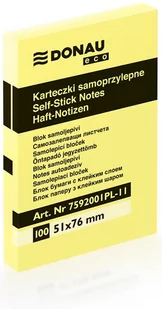 Donau, bloczek kartek samoprzylepnych, 51x76 mm, żółty, 100 kartek - Gadżety  do biura - miniaturka - grafika 1