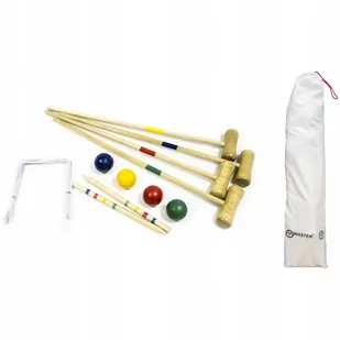 Master krykiet dla 4 graczy z drewna, brązowy, One Size MAS-B134 - Zabawki i gry sportowe - miniaturka - grafika 1