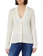 Swetry damskie - Tommy Hilfiger Damski miękki wełniany kardigan V-NK, ecru, XL - miniaturka - grafika 1