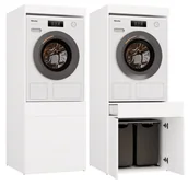 Szafki łazienkowe - Szafka Łazienkowa Na Pralkę Lub Suszarkę POLA TWIN 1S BIAŁA Regał Szuflada - miniaturka - grafika 1