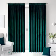 Zasłony - Zasłony gotowe na taśmie welurowe 140x250 SZMARAGDOWY - miniaturka - grafika 1