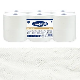 Ręcznik papierowy bardzo chłonny do systemu autocut 150m biały 3 warstwy w roli Bulkysoft Membrane Plus 6 rolek - Ręczniki papierowe - miniaturka - grafika 1