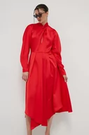 Sukienki - HUGO sukienka kolor czerwony maxi rozkloszowana - Hugo - miniaturka - grafika 1