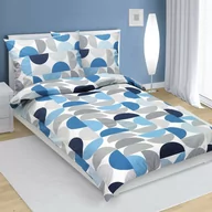 Pościel - Bellatex Pościel bawełniana Półokrąg niebieski, 140 x 200 cm, 70 x 90 cm, 140 x 200 cm, 70 x 90 cm - miniaturka - grafika 1