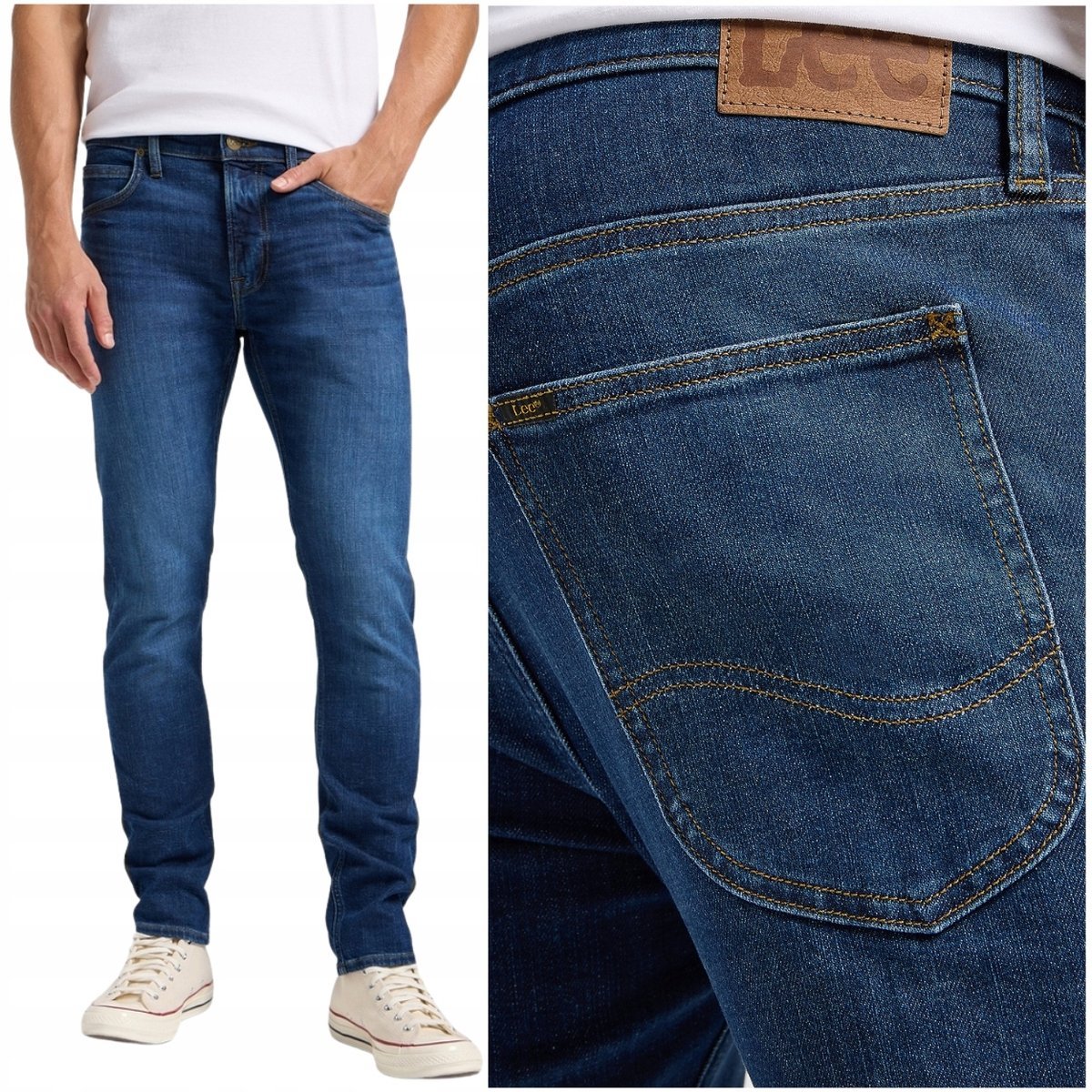 Lee Luke slim Stoney DżINS mocno zwężane ciemne spodnie jeansowe W30 L34