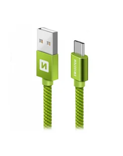 Swissten tekstylny USB - USB-C 1.2m zielony - Kable USB - miniaturka - grafika 1