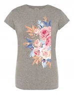 Koszulki i topy damskie - T-Shirt damski modny nadruk KWIATY BUKIET r. M - miniaturka - grafika 1