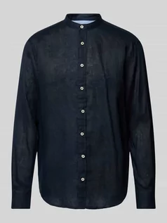Koszule męskie - Koszula casulowa o kroju regular fit z lnu ze stójką - grafika 1