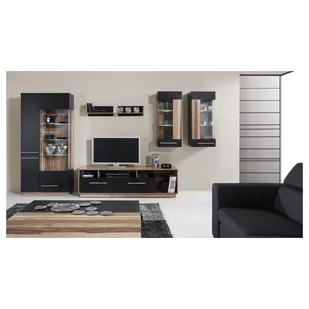 Meblościanka C Monsun Meblar Czarny / Orzech Baltimore - Inne meble do salonu - miniaturka - grafika 1