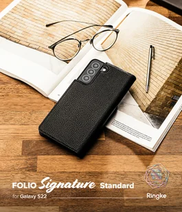 RINGKE Folio Signature skórzane etui z klapką do Samsung Galaxy S22 czarny (FSS119R263) FSS119R263 - Etui i futerały do telefonów - miniaturka - grafika 6