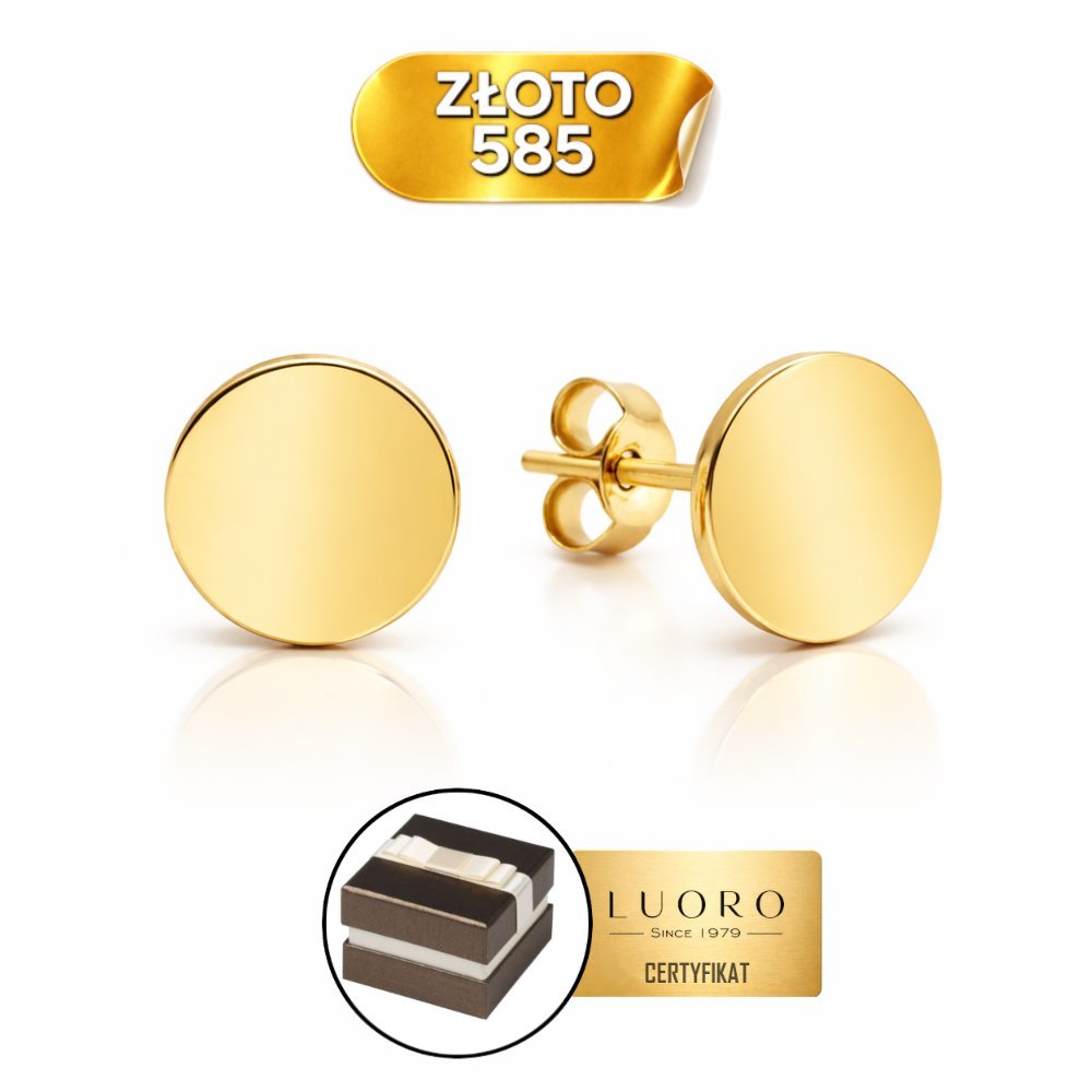 KOLCZYKI ZŁOTE 585 14K GŁADKIE KÓŁKA 4 MM SZTYFT ELEGANCKIE PREZENT