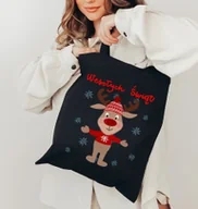 Torby i wózki na zakupy - Torba na zakupy bawełniana z reniferem - miniaturka - grafika 1