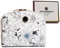 Portfele - Mały portfel damski portmonetka w kwiaty Peterson, szary - miniaturka - grafika 1