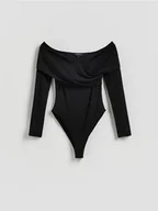 Koszulki i topy damskie - Reserved - Body z odkrytymi ramionami - czarny - miniaturka - grafika 1