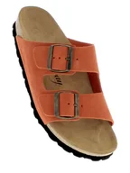 Klapki i japonki damskie - Sunbay Skórzane klapki w kolorze pomarańczowym - miniaturka - grafika 1