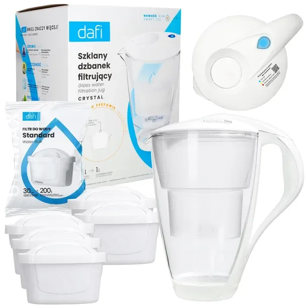 Szklany Dzbanek Filtrujący DAFI UNIMAX LED 2L + 6x Filtr Wkład Wody DAFI