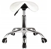 Krzesła i taborety kosmetyczne - Taboret kosmetyczny siodło Calissimo biały pokrowiec - miniaturka - grafika 1