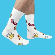 Skarpetki męskie - Męskie skarpetki w jedzenie - Śmieszne skarpetki z piwem - białe - miniaturka - grafika 1
