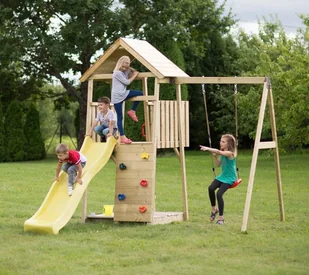 Wendy Wendy Toys Drewniany plac zabaw pszczoła ze zjeżdżalnią, huśtawką i piaskownicą żółty - Place zabaw - miniaturka - grafika 1