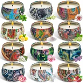 Świece - DUŻY ZESTAW ŚWIEC ZAPACHOWYCH Z WOSKU SOJOWEGO 12 SZTUK DO AROMATERAPII - miniaturka - grafika 1