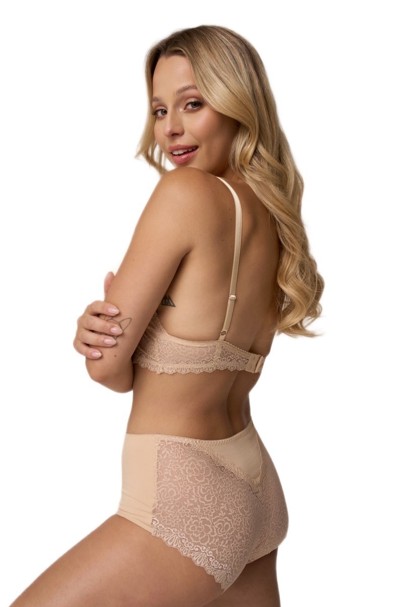 Figi damskie z koronkowym tyłem 214 beżowe S