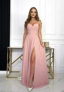 Sukienki - Sukienka Maxi Na Ramiączkach Gładka Pudrowy Róż Kaira - 38/M - miniaturka - grafika 1