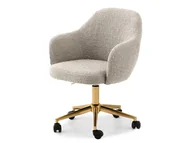Fotele i krzesła biurowe - ELEGANCKI BEŻOWY FOTEL DO BIURKA REGULOWANY NA ZŁOTEJ PODSTAWIE LILLY - miniaturka - grafika 1