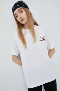 Koszulki i topy damskie - Diadora Diadora t-shirt bawełniany kolor biały - grafika 1