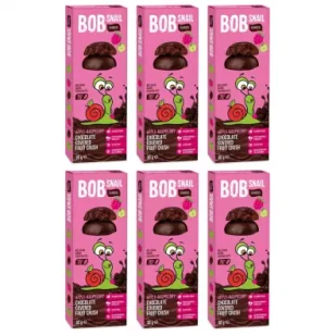 Bob Snail Przekąska jabłkowo-malinowa w ciemnej czekoladzie Zestaw 6 x 30 g - Ciastka - miniaturka - grafika 1