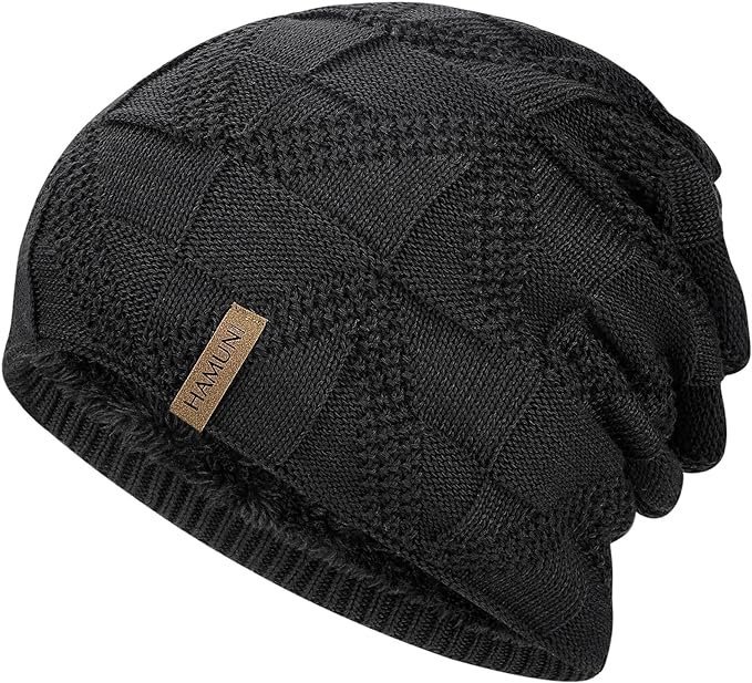 HAMUNI Czapka Damska z Podszewką z Polaru - Czarna One Size