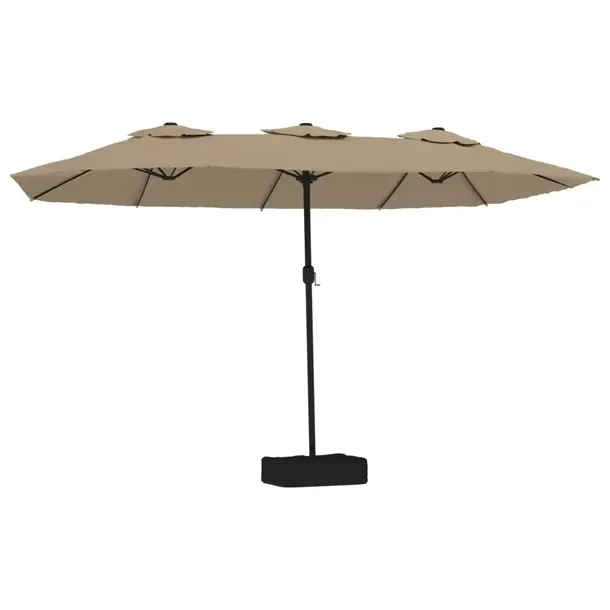 Parasol Ogrodowy Podwójny 449x265x245 Cm Taupe Korba Taras Ogród
