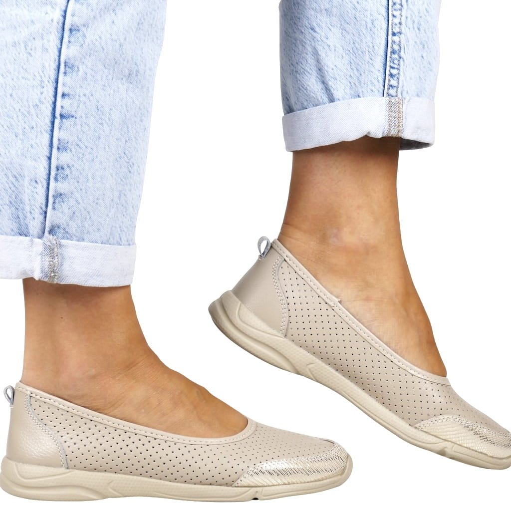 BALERINY SPORTOWE PÓŁBUTY SKÓRZANE EVENTO 3621 BEŻOWE