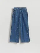 Spodnie damskie - Reserved - Jeansy wide leg z kryształkami - niebieski - miniaturka - grafika 1