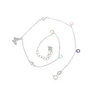 Bransoletki - Srebrna bransoletka na nogę 925 Motyl wiszące kolorowe cyrkonie - miniaturka - grafika 1