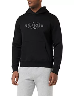 Tommy Hilfiger Męska bluza z kapturem Hilfiger Curve Logo, Czarny, M - Bluzy męskie - miniaturka - grafika 1