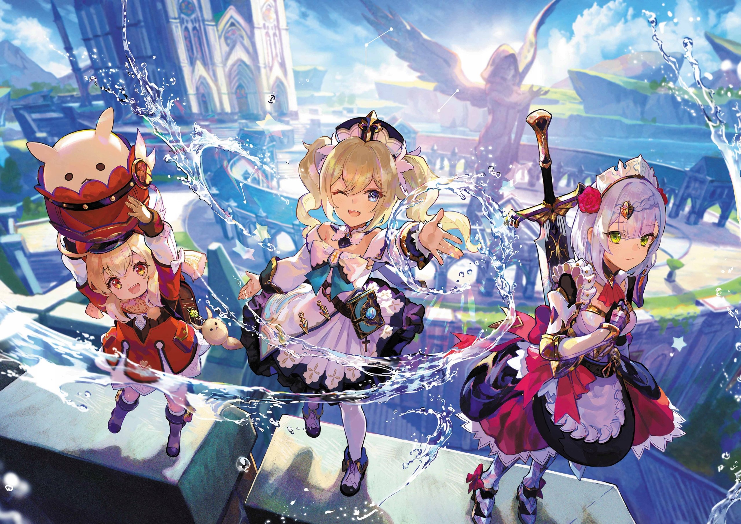 Plakat A3 Genshin Impact Anime Gra Klee Noelle Barbara Pegg